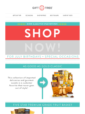 GiftTree - Gift Basket Guide for July Birthdays & Special Occasions!