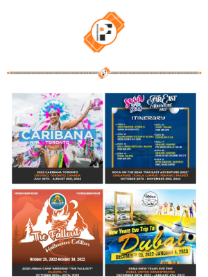 Chegg - Happing Now: Caribana 2022 in Toronto + Soca on the Seas + Urban Global Events 2022-23 Getaway Trips!