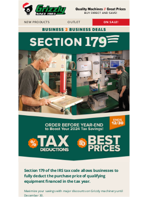 Grizzly Industrial Inc. - B2B BEST PRICING: Act now before year's end!