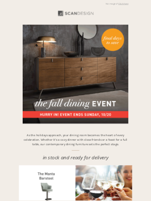 SCAN DESIGN - Fall Dining Event – Delivers before the holidays!