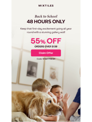 Mixtiles - Don’t Miss a Frame: 55% Off Orders Over $139!