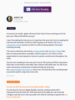 iOS Dev Weekly - iOS Dev Weekly – Issue 711