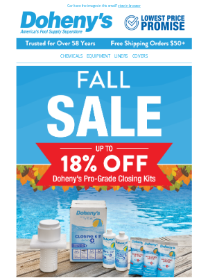 Doheny's Pool Supplies Fast - 🍂 Fall sale Up to 18% OFF Pool Closing Kits