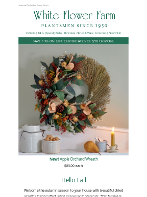 White Flower Farm - New & Favorite Floral Wreaths for Fall