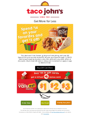 Taco John's - 💸🌮 Good News! $$ Off!