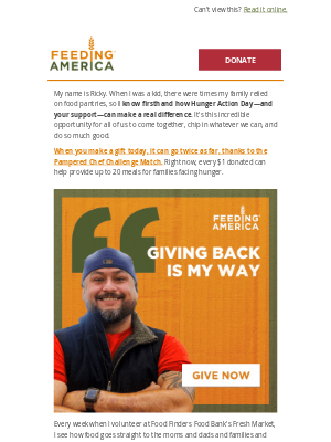Feeding America - Hunger Action Day is personal for me—how about you?