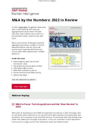 S&P Global - [Infographic] Global M&A Activity: 2022 in Review