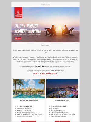 Emirates Holidays (United Kingdom) - Create new memories on a holiday for two