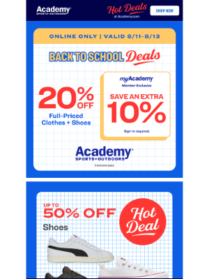 Academy Sports + Outdoors - SAVE NOW: 20% OFF Clothes + Shoes Online