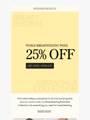 Kindred Bravely - Happening Now: 25% Off Breastfeeding Essentials
