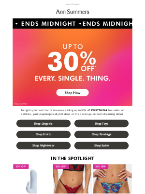 Ann Summers - 🚨Up to 30% Off EVERYTHING Ends Midnight🚨
