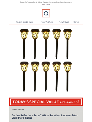 QVC (United Kingdom) - See Today's Special Value Pre-Launch: Garden Reflections Set of 10 Dual Function Sunbeam Solar Glass Stake Lights