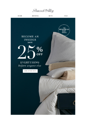 Peacock alley - Get Early Access to Our Memorial Day Sale