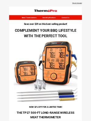 ThermoPro - Save $29 on the TP27 Meat Thermometer: The perfect BBQ accessory