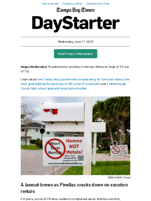 Tampa Bay Times - Vacation rental owners challenge Pinellas' new rules
