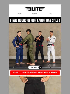 Elite Sports - Hi there, ⏳ Last Hours: 15% OFF Elite Sports Labor Day Sale Ends Tonight!