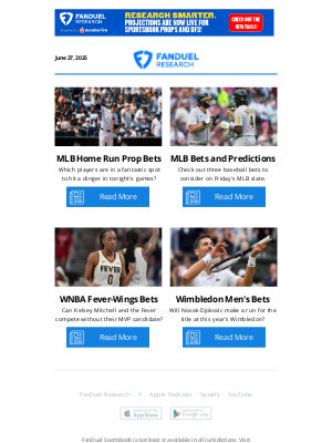 FanDuel - Friday Home Run Prop Bets