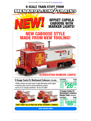 Menards - New! Santa Fe Caboose with Lights!