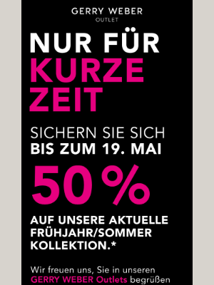 Gerry Weber (Germany) - Sichern Sie sich 50 % auf unsere aktuelle Frühjahr/Sommer Kollektion