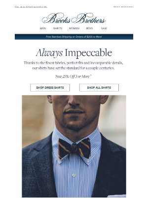 Brooks Brothers - 25% off our sharpest shirts