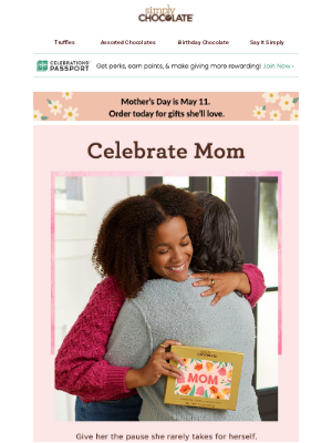 Simply Chocolate - Save 20% on select gifts for Mom.