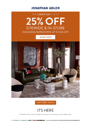 Jonathan Adler - 25% Off Starts Now: The Labor Day Event Is Here