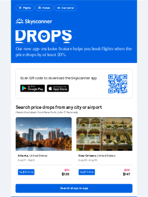 Skyscanner  - Your weekly price drops, from $139 ✈️ 📉