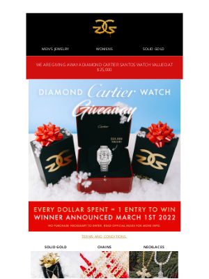 The Gold Gods - Diamond Cartier Watch Giveaway Sweepstakes