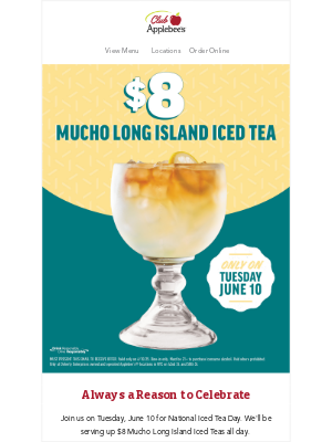 Applebee's - $8 Mucho Long Island Iced Teas