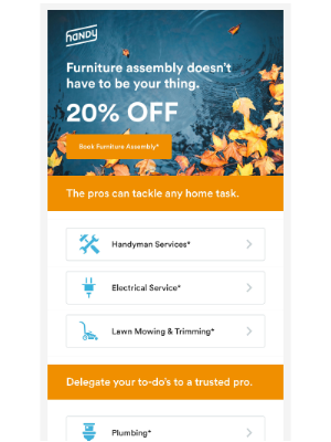 Handy - Get 20% off Furniture Assembly Services, Today!