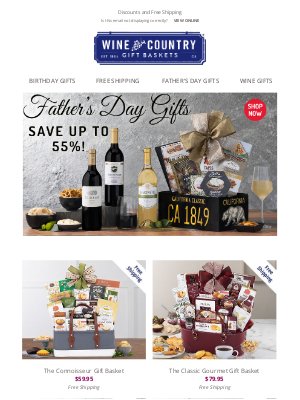 WineCountryGiftBaskets - Father's Day gifts - Save up to 55%, free shipping!