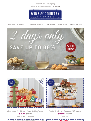 WineCountryGiftBaskets - 48 hr sale - save up to 60%