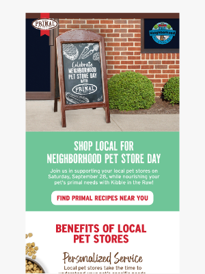 Primal Pet Foods - Neighborhood Pet Store Day is September 28th! 🐾