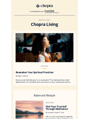 Chopra - Reawaken your spirit and get out of your comfort zone