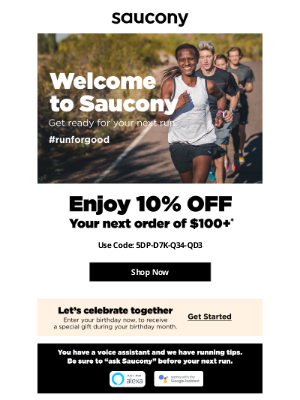 Saucony - Your welcome offer has arrived.