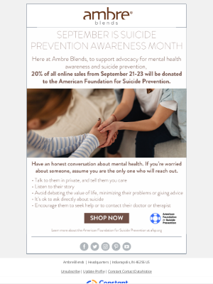 Ambre Blends - September is Suicide Prevention Awareness Month