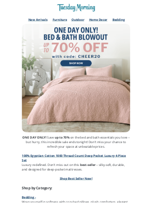 dressbarn - One Day Only: Bed & Bath Blowout – Up to 70% Off!