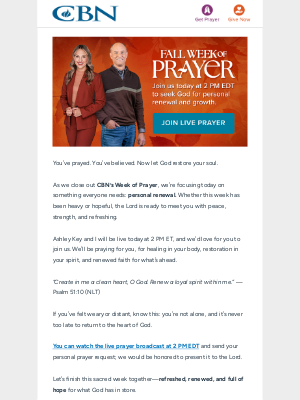 The Christian Broadcasting Network - End this week with healing and hope
