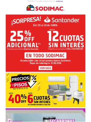 SODIMAC - ⏰¡Último día pagando con Santander!