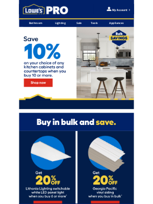 Lowe's - Pros, bulk deals are inside.