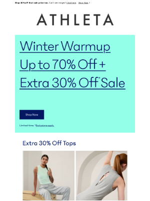 Athleta - NOW UP TO 70% OFF: winter essentials ❄️