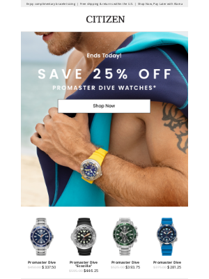 Citizen Watch Company - Don’t miss 25% off Dive watches 🤿