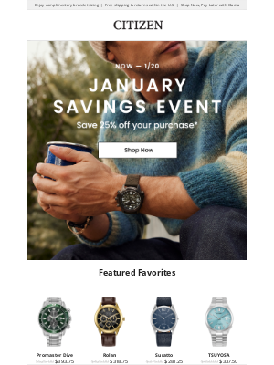 Citizen Watch Company - The January Savings Event: Save 25% Off!