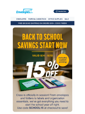 Envelopes - 15% Off for Back To School Starts NOW! 📓