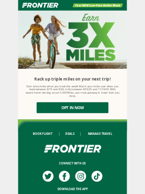 Frontier Airlines - NEW: Earn TRIPLE miles with your next flight!