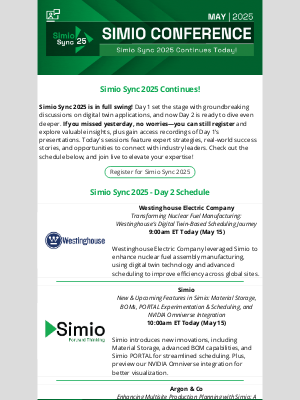 Simio Software - Register Now for Day 2 of Simio Sync 2025