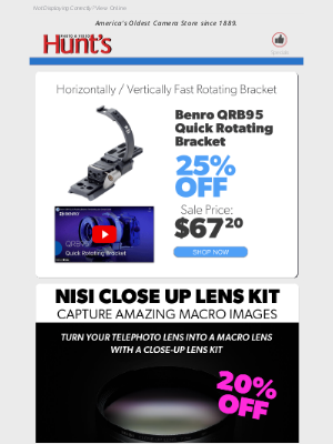 Barry From Hunt's - Get 25% OFF the Benro QRB95 Bracket – Effortlessly switch between horizontal and vertical shots while maintaining perfect center alignment!
