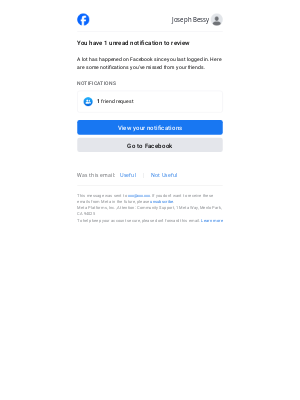 Facebook - Update for you: 1 friend request