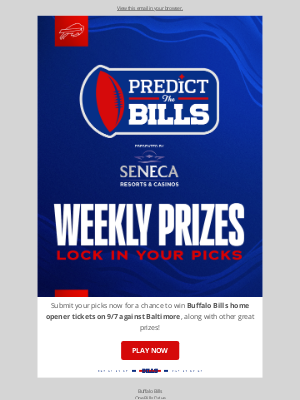 Buffalo Bills - LAST CHANCE! Submit your picks for a chance to win Home Opener tickets!🎟️