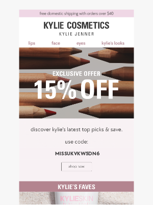 Kylie Cosmetics - 15% OFF just for you 🤩